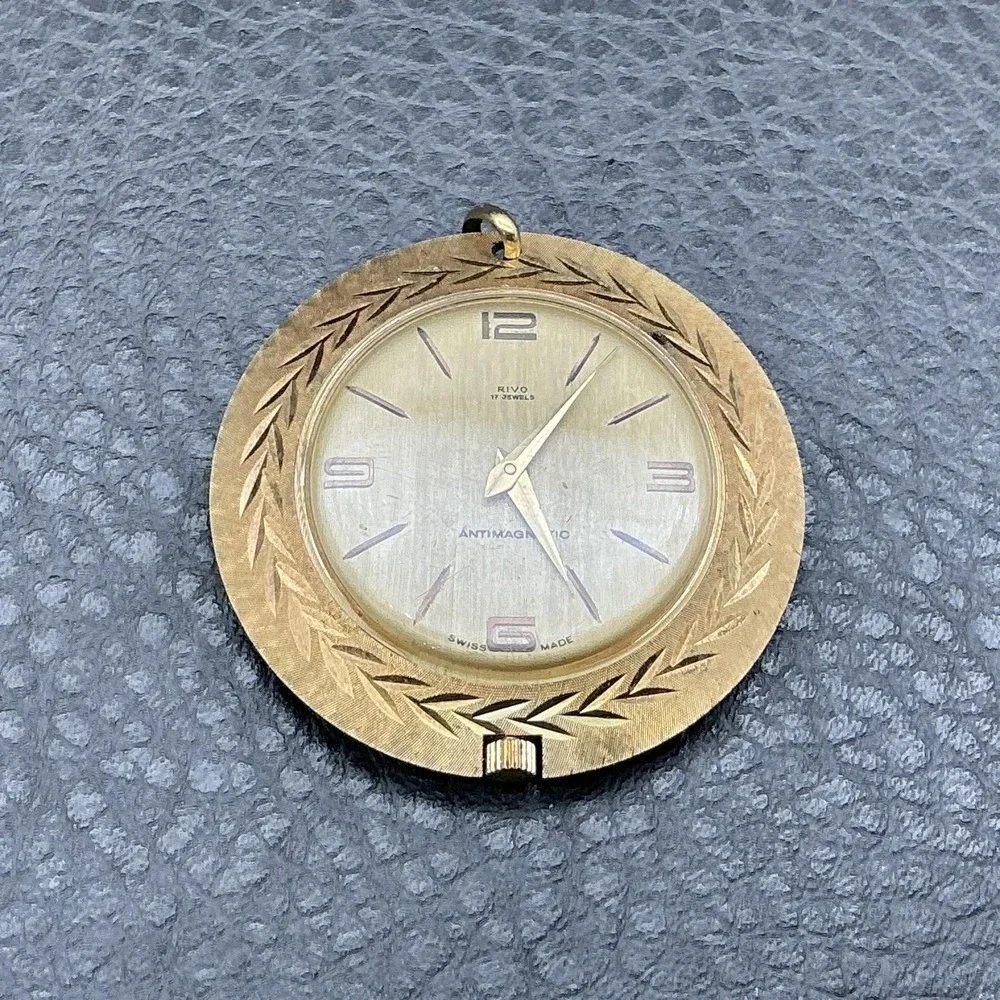 Vintage Rivo Mens Watch Champagne Dial Gold Tone Swiss 17 Jewels Antimagnetic